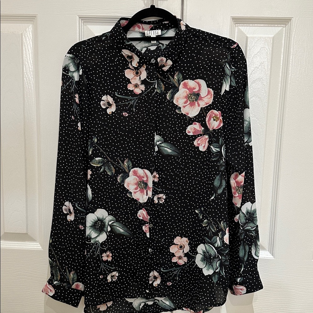 Spense Black Floral Blouse - Picture 1 of 5